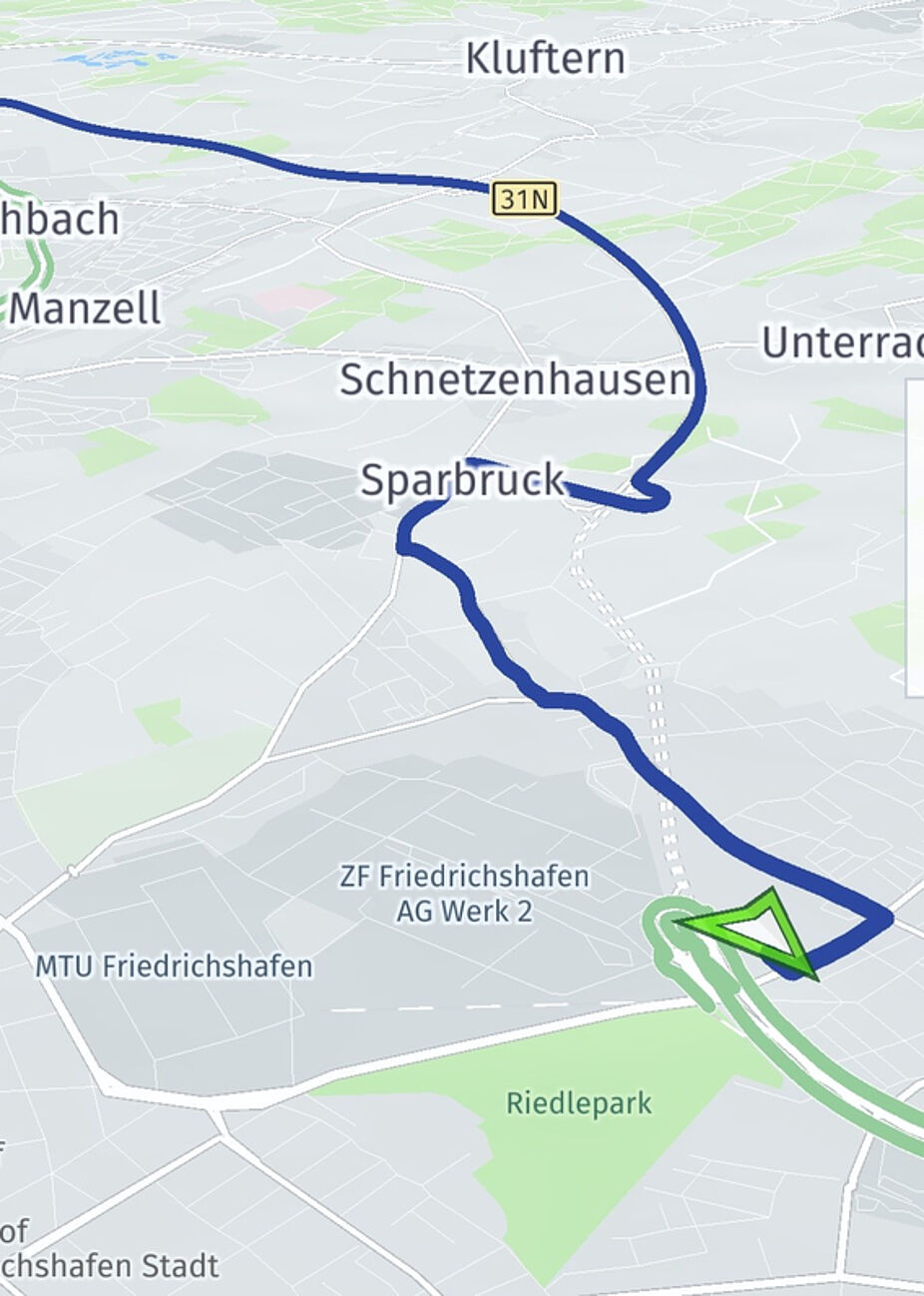 Navigationsgeräte leiten Autos vom Riedleparktunnel über Waggershausen nach Sparbruck.